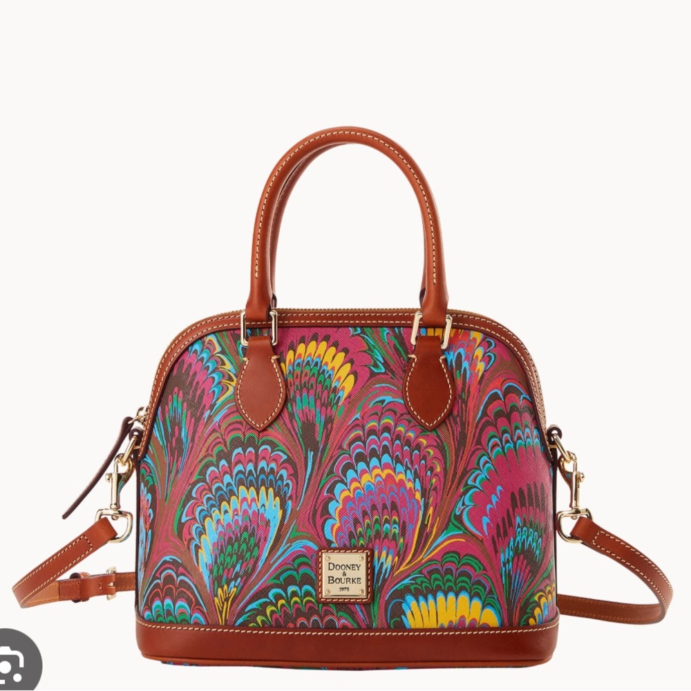 Dooney & Bourke Plumes Satchel with Gold Hardware